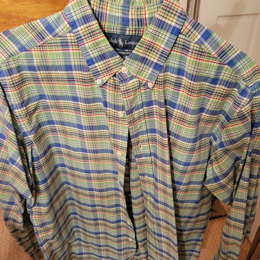 Ralph Lauren Classic fit plaid green/yellow blue size XL